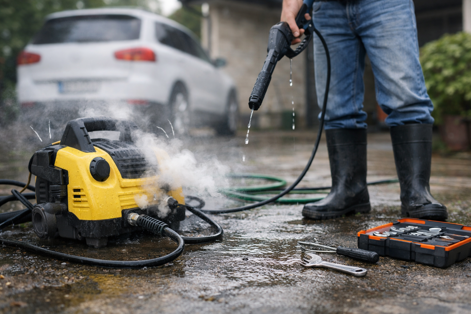 Máy rửa xe gia đình không lên áp, kêu to: Nguyên nhân & cách xử lý nhanh