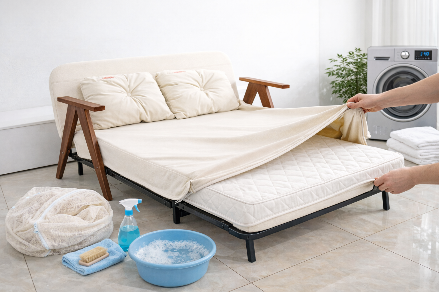 Sofa giường gấp gọn: Cách vệ sinh & tháo lắp đúng cách