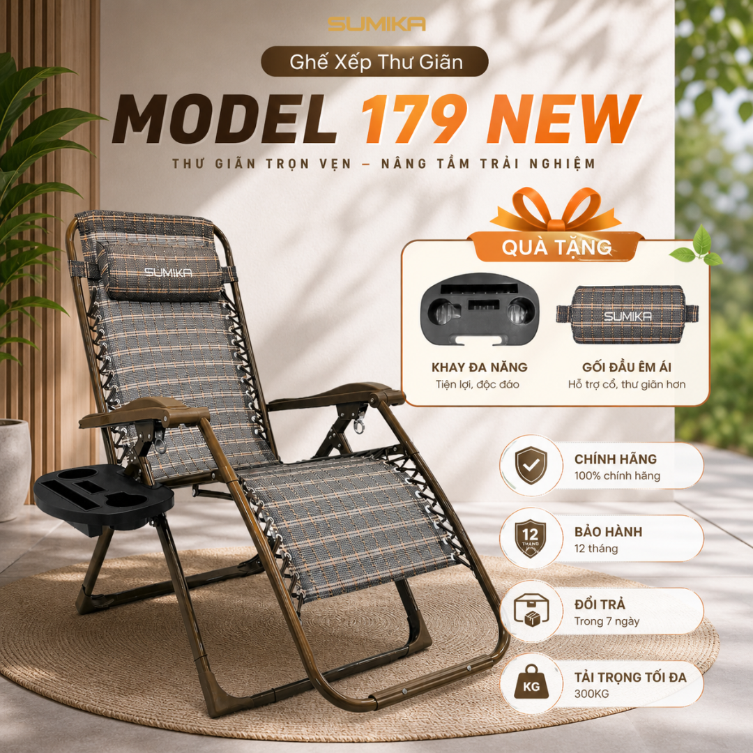 Ghế xếp thư giãn Sumika 179 NEW (tải trọng 300kg)