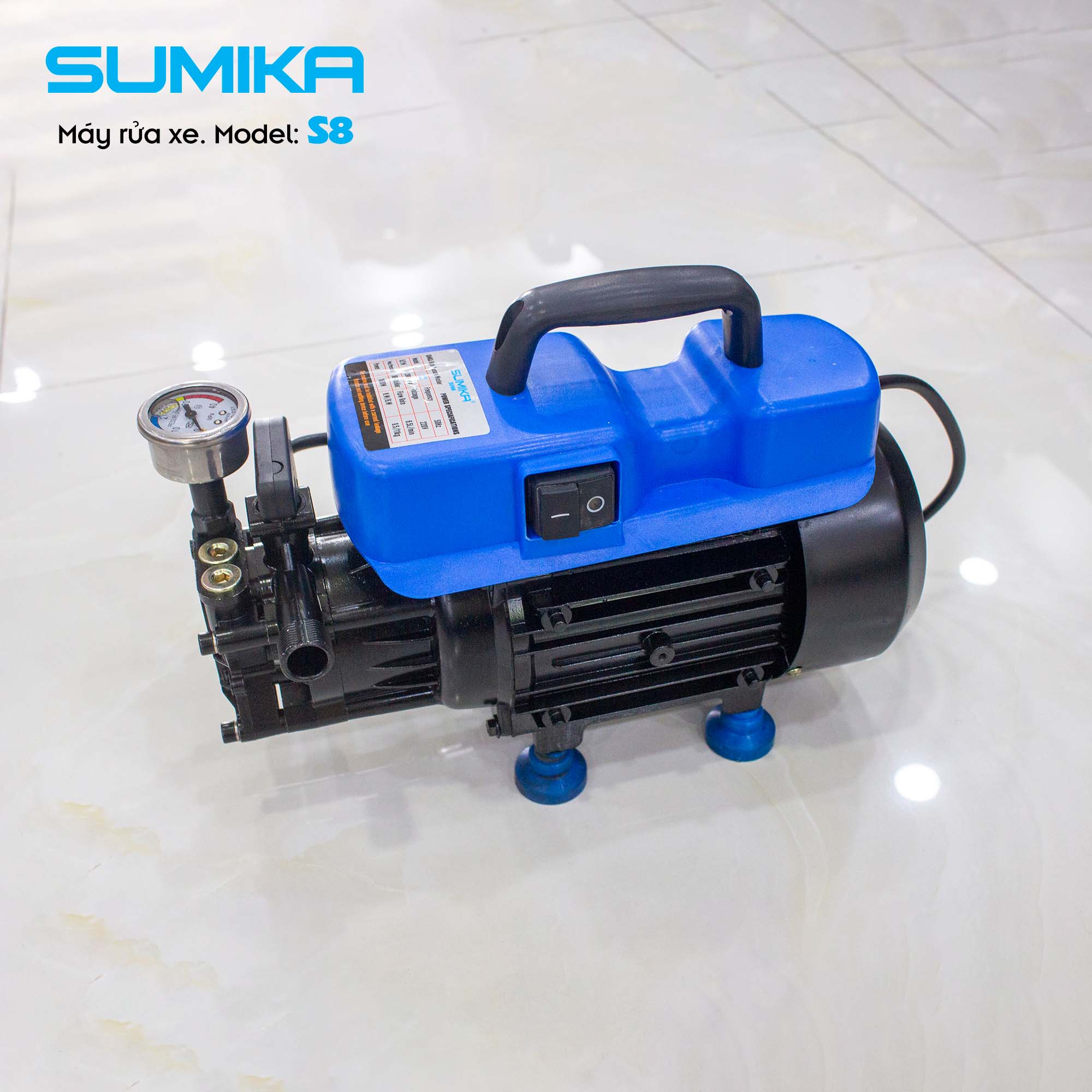 Máy rửa xe gia đình SUMIKA S8, 2000W, 100% lõi đồng (Blue)