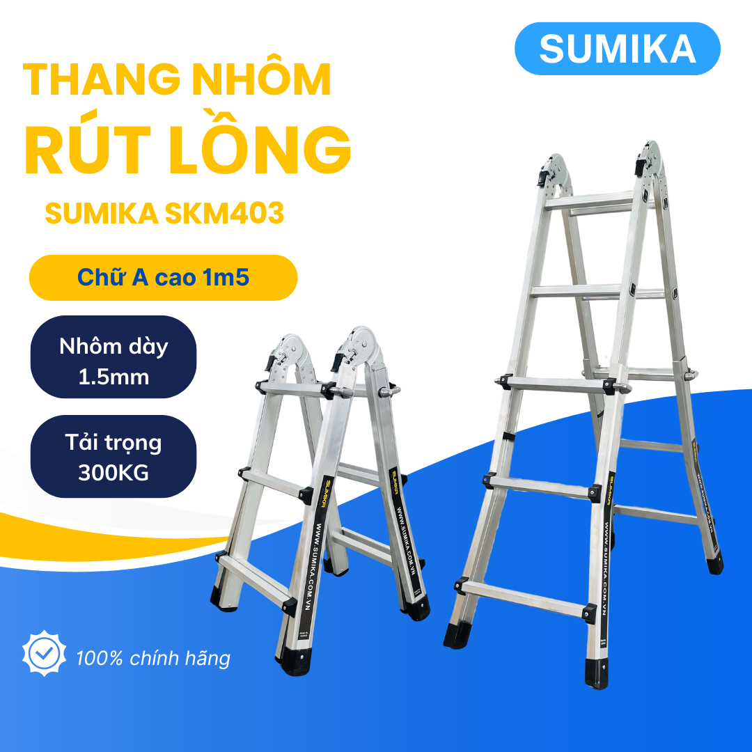 A Sumika SKM403 aluminum sliding aluminum ladder