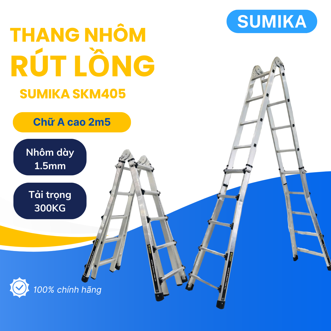 A Sumika SKM403 aluminum sliding aluminum ladder