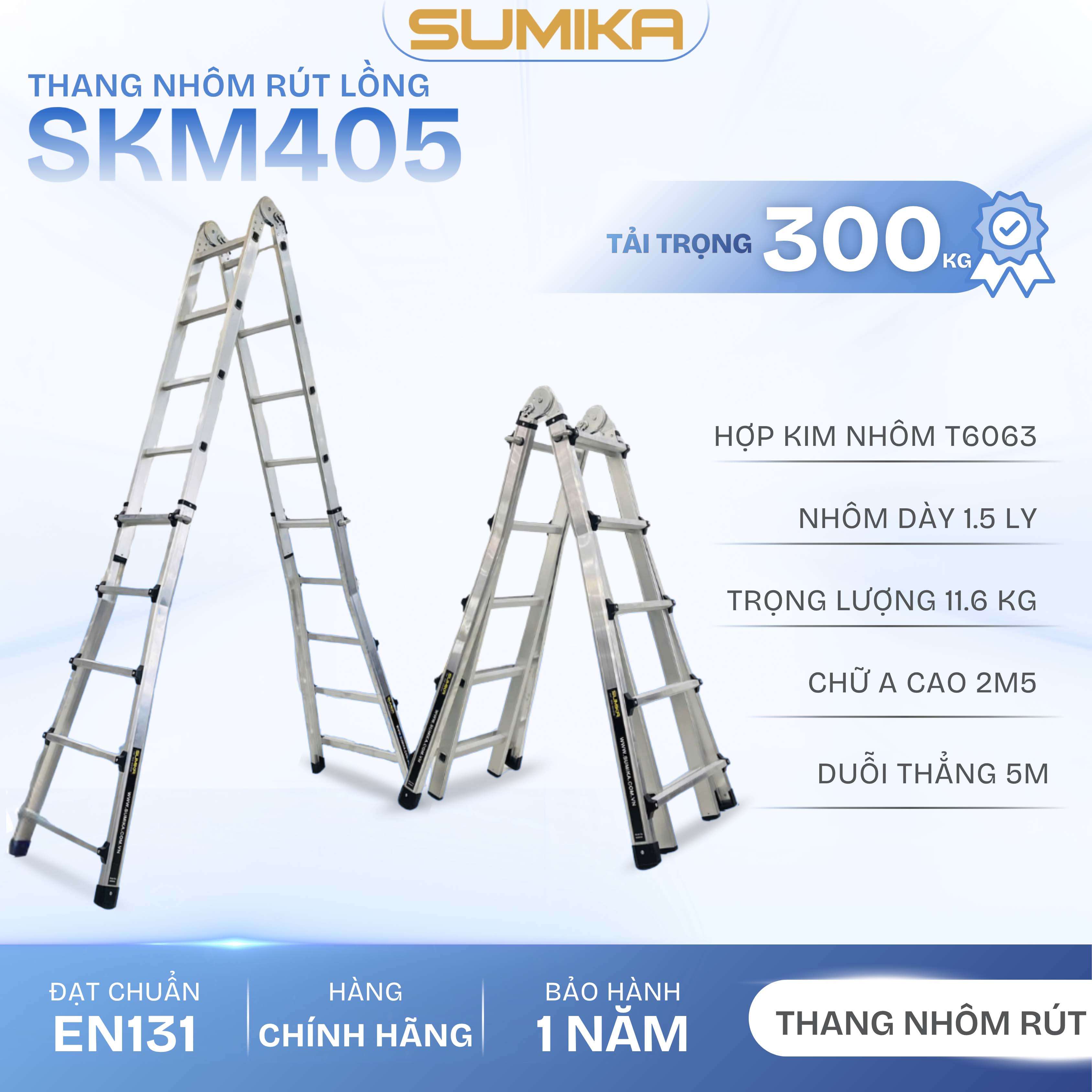 A Sumika SKM403 aluminum sliding aluminum ladder