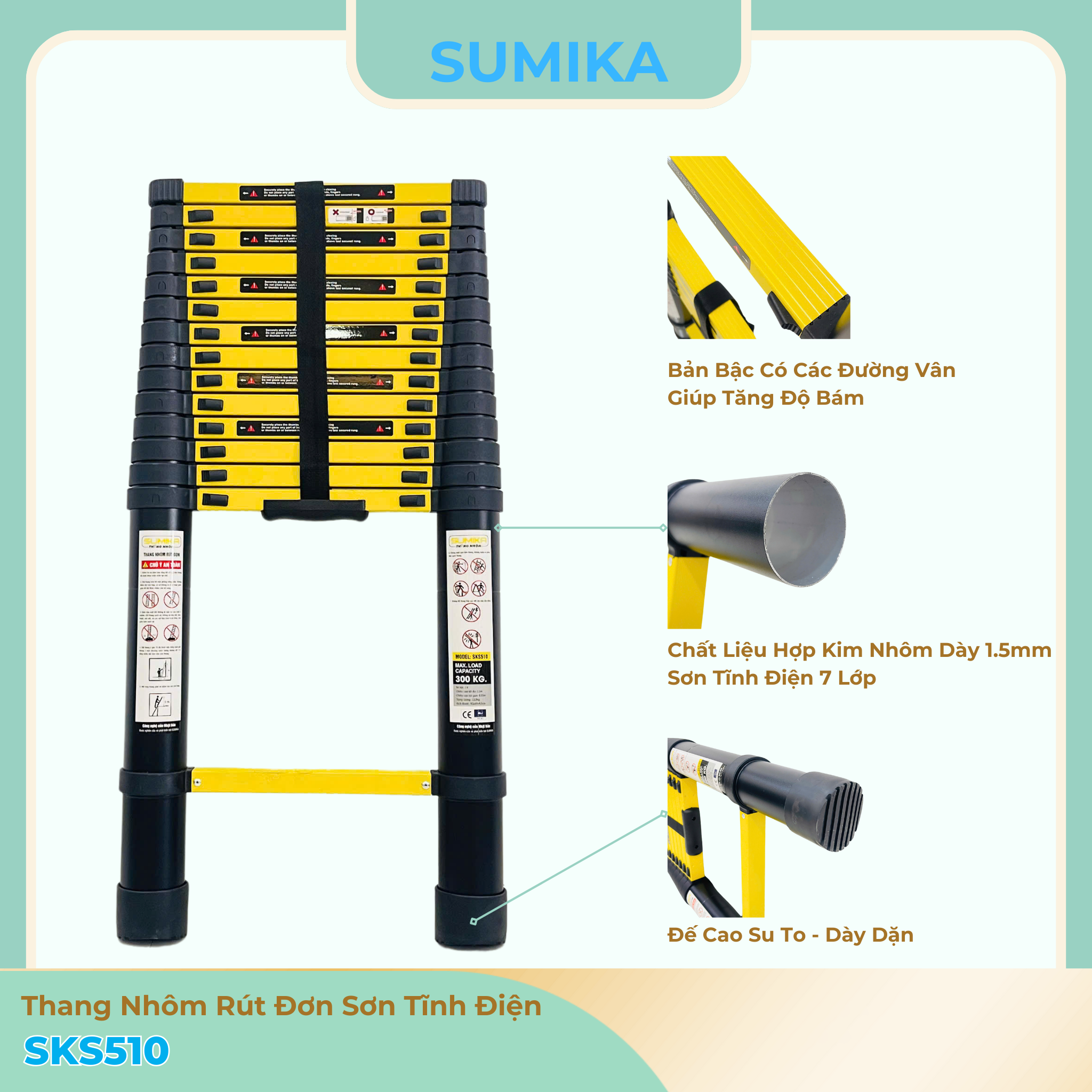 Sumika SKS510 shortened aluminum ladder (5.1m powder coating)