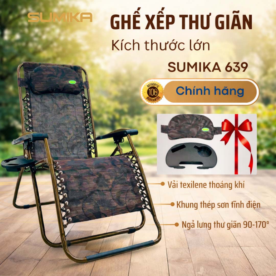 Ghế xếp thư giãn SUMIKA 639, bề rộng 73cm, tải trọng 200kg