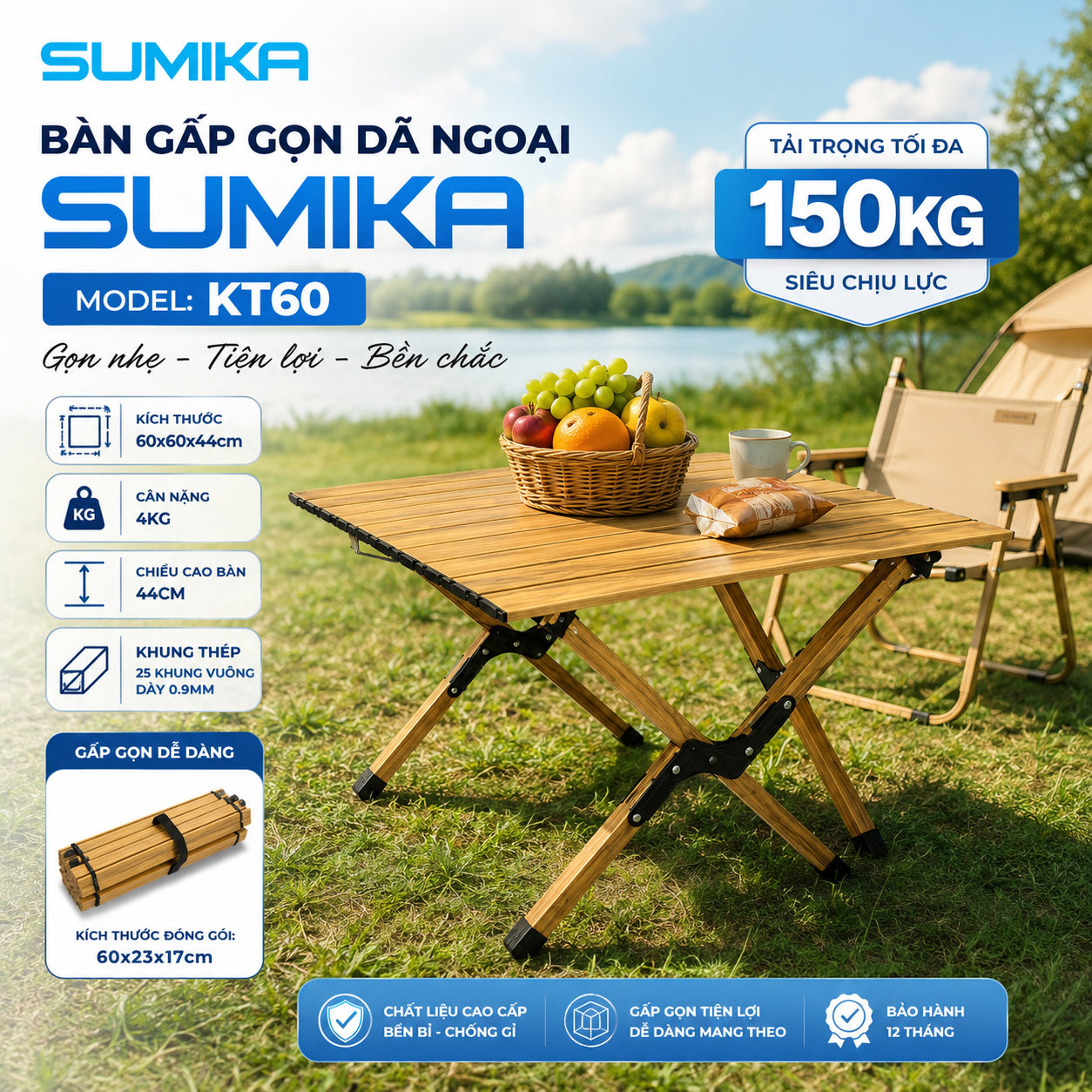 Bàn gấp gọn dã ngoại SUMIKA KT60