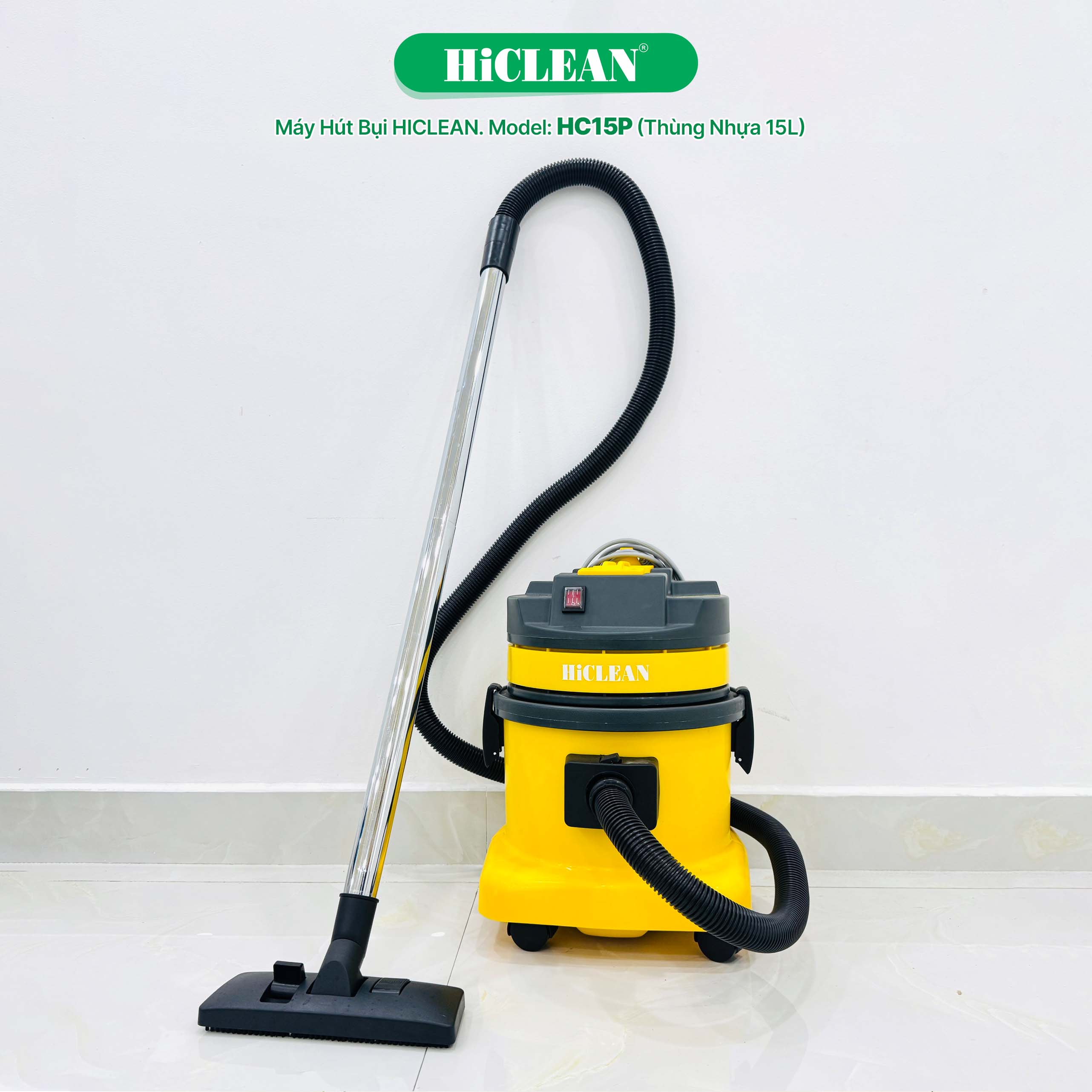 Máy hút bụi HiClean HC15P, công suất 1500W, thùng chứa 15L