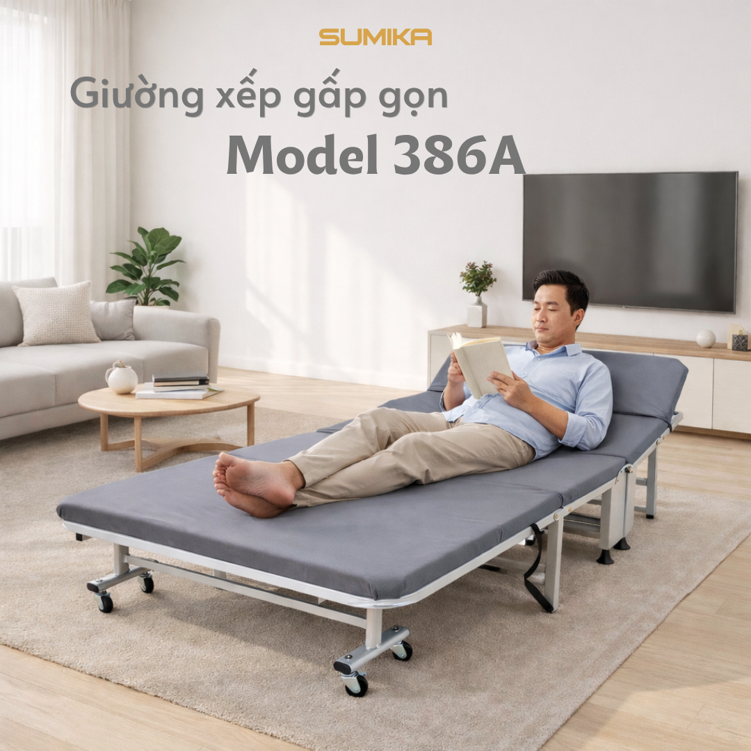 Giường xếp gấp gọn di động SUMIKA 386A, rộng 90cm