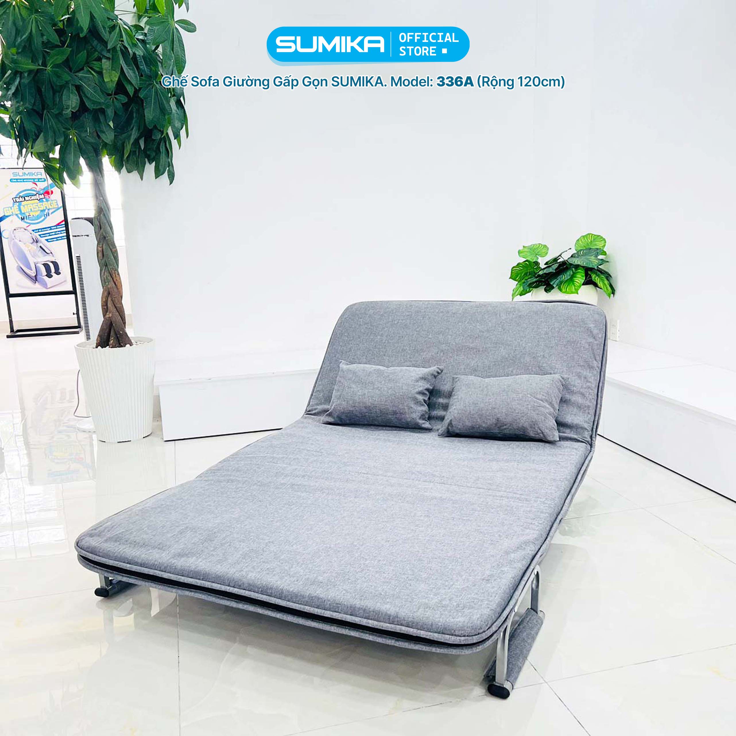 Ghế Sofa giường thông minh gấp gọn SUMIKA 336A, rộng 120cm