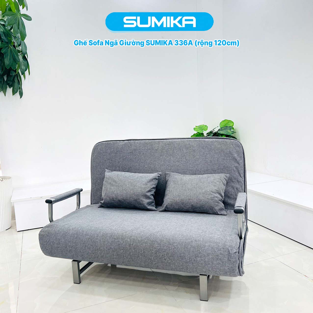 Ghế Sofa giường thông minh gấp gọn SUMIKA 336A, rộng 120cm