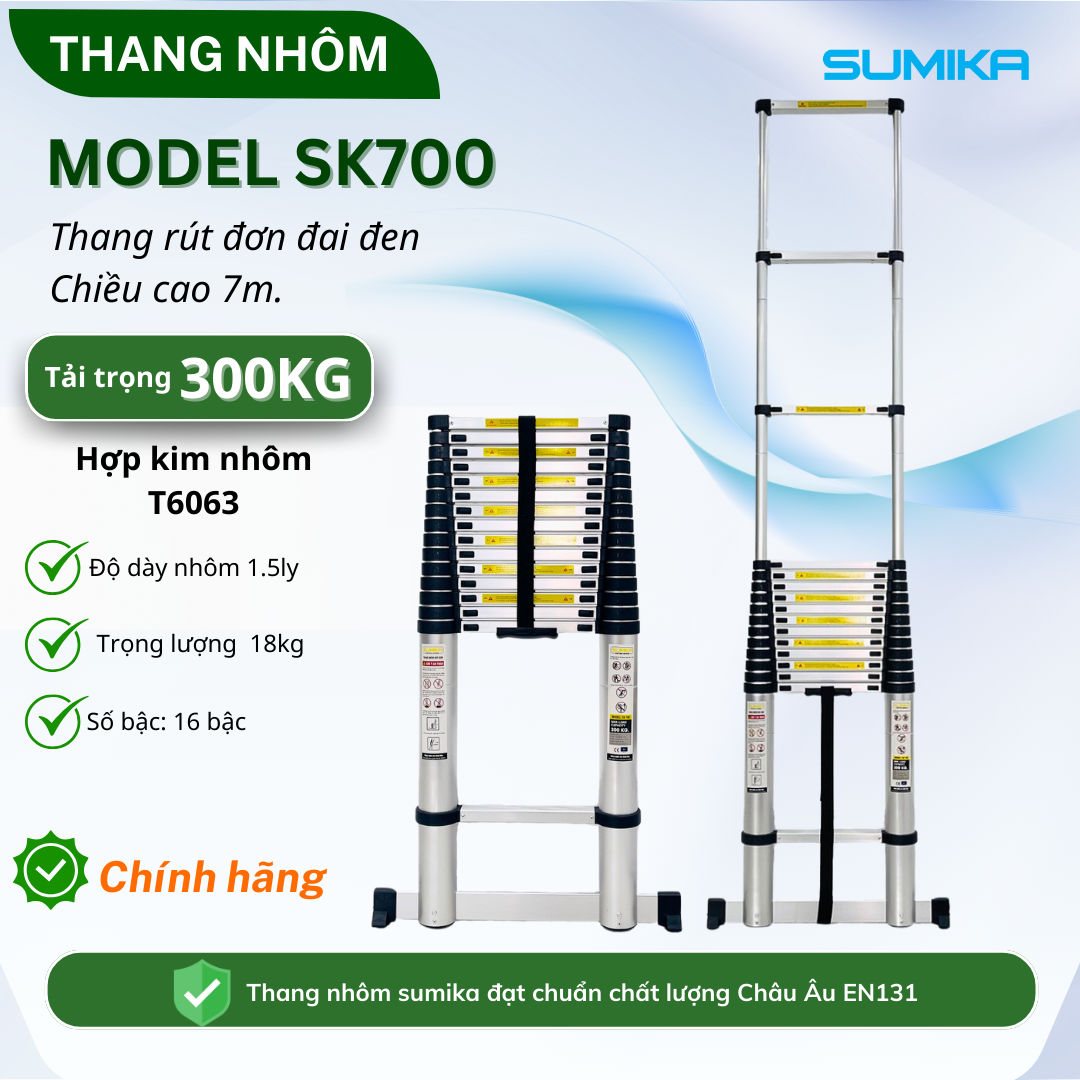 Thang nhôm rút SUMIKA SK700, chiều cao 7.0m