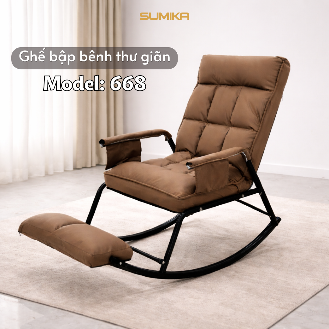 Ghế bập bênh thư giãn SUMIKA 668, khung thép sơn tĩnh điện
