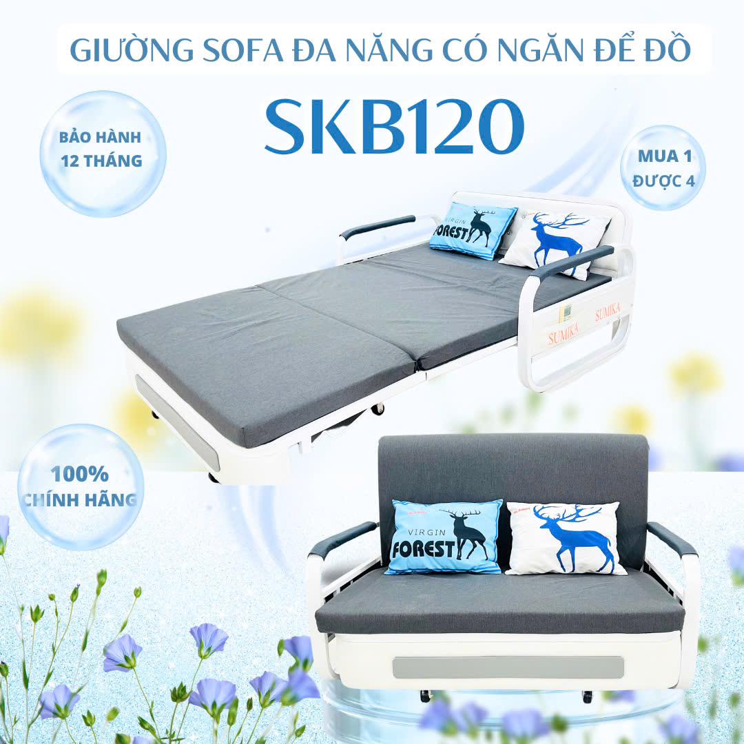 Giường xếp Sofa gấp gọn SUMIKA SKB120, rộng 120cm
