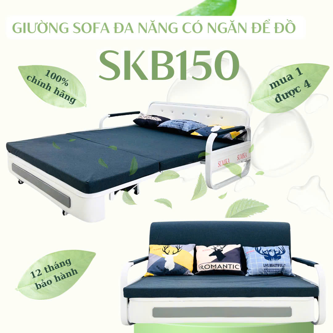 Giường xếp Sofa gấp gọn SUMIKA SKB150, rộng 150cm