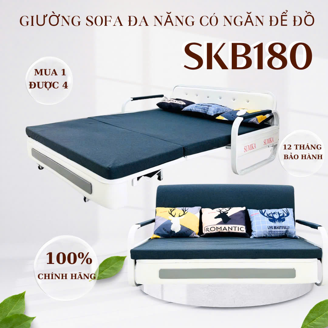 Giường xếp Sofa gấp gọn SUMIKA SKB180, rộng 180cm