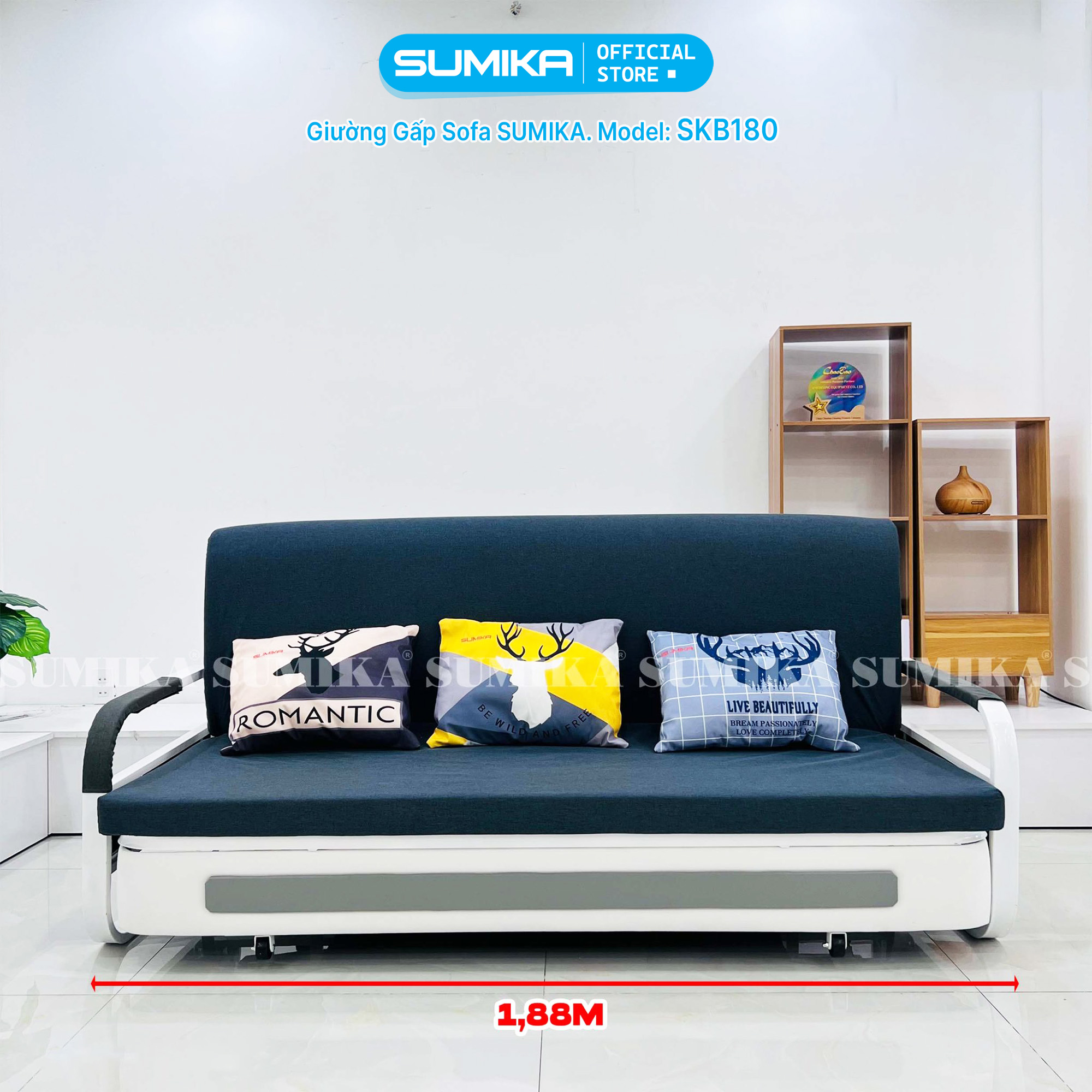 Giường xếp Sofa gấp gọn SUMIKA SKB180, rộng 180cm