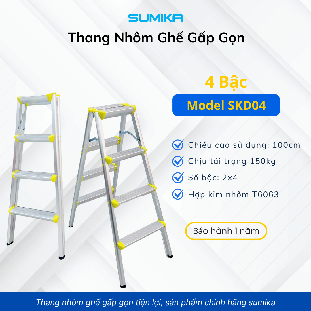 Thang nhôm xếp chữ A Sumika SKD04, chiều cao 100cm