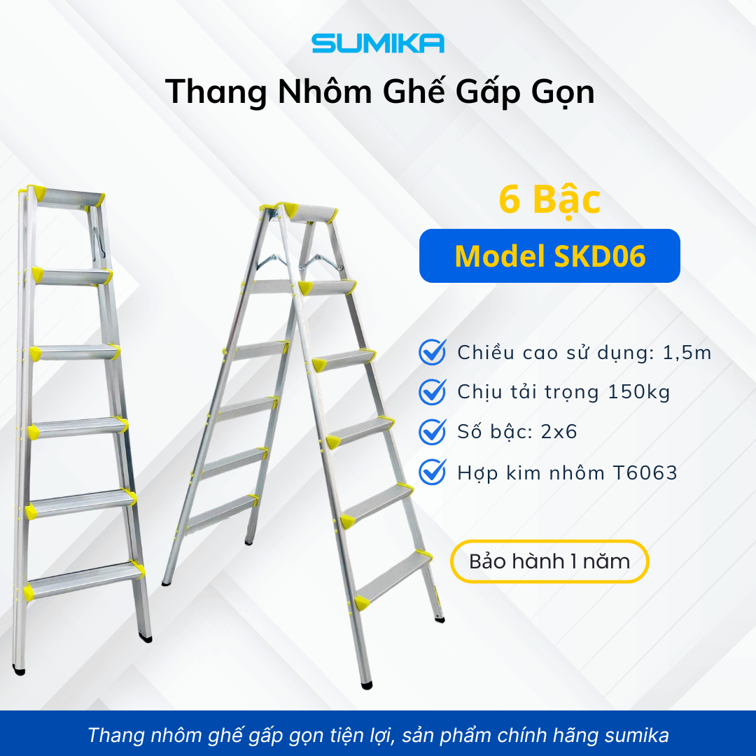 Thang nhôm xếp chữ A Sumika SKD06, chiều cao 1.5m