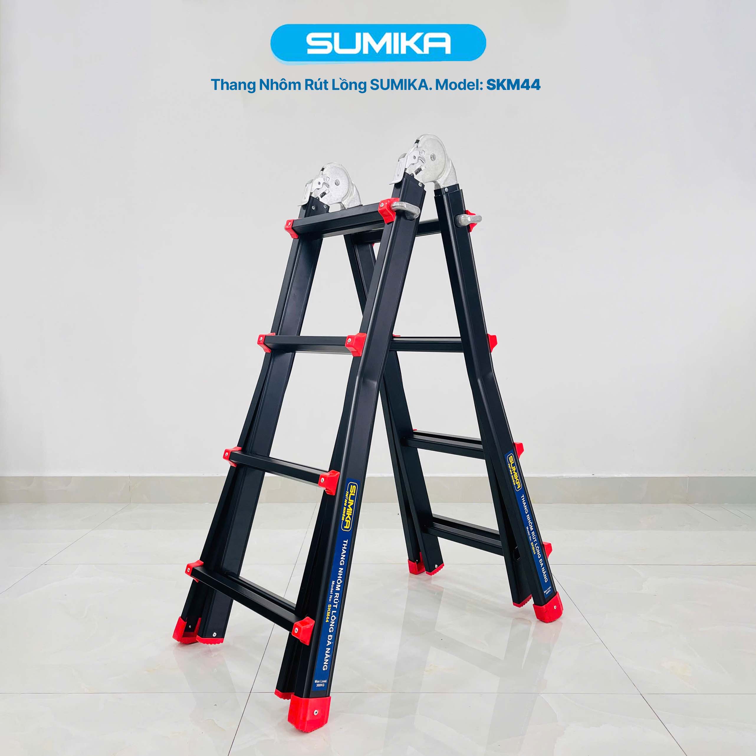 Thang nhôm rút lồng SUMIKA SKM44, chữ A cao nhất 2.0m, sơn tĩnh điện