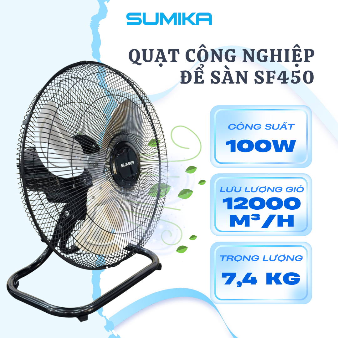 Quạt công nghiệp để sàn Sumika SF450, công suất 100W
