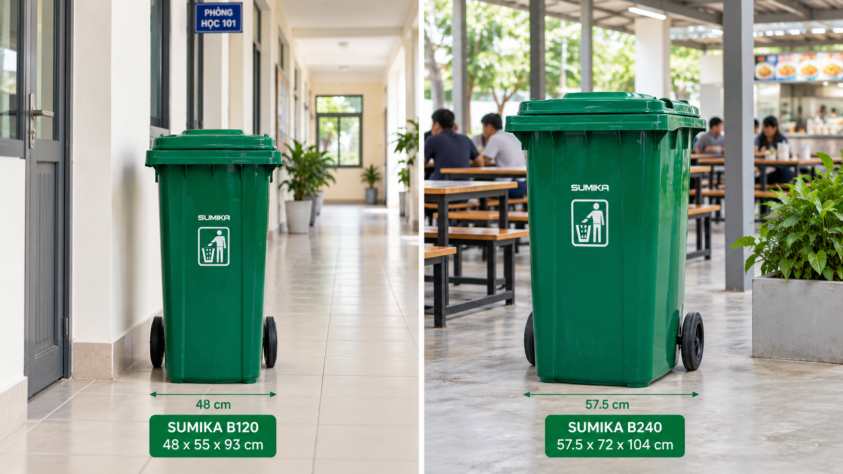 Thùng rác công nghiệp 120L hay 240L