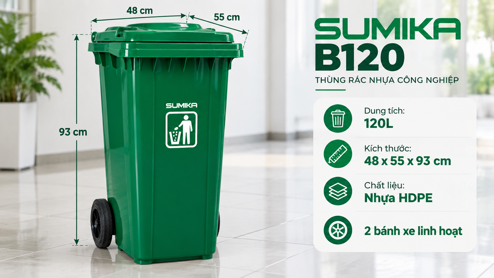 Thùng rác công nghiệp 120L hay 240L