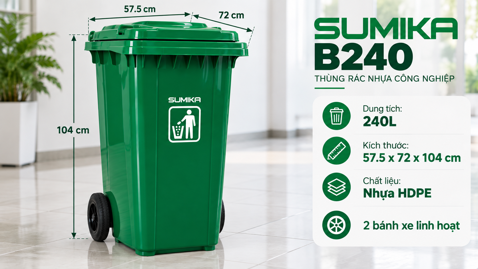 Thùng rác công nghiệp 120L hay 240L