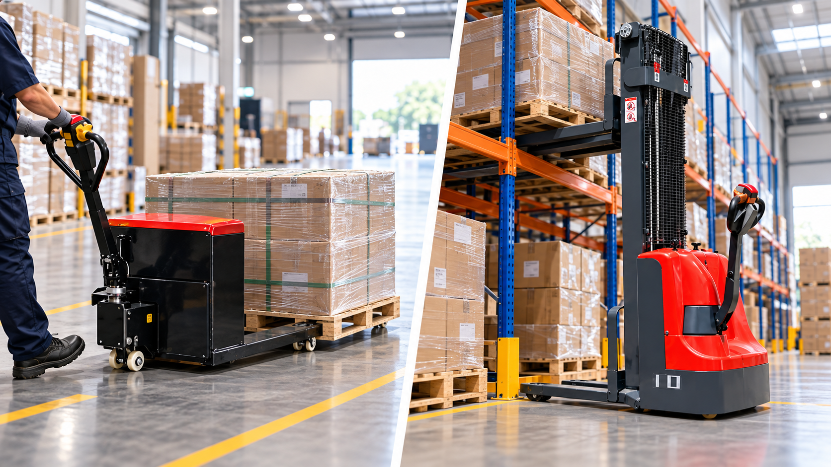 Xe nâng pallet là gì? Nên chọn xe nâng điện thấp hay xe nâng điện cao cho kho hàng?