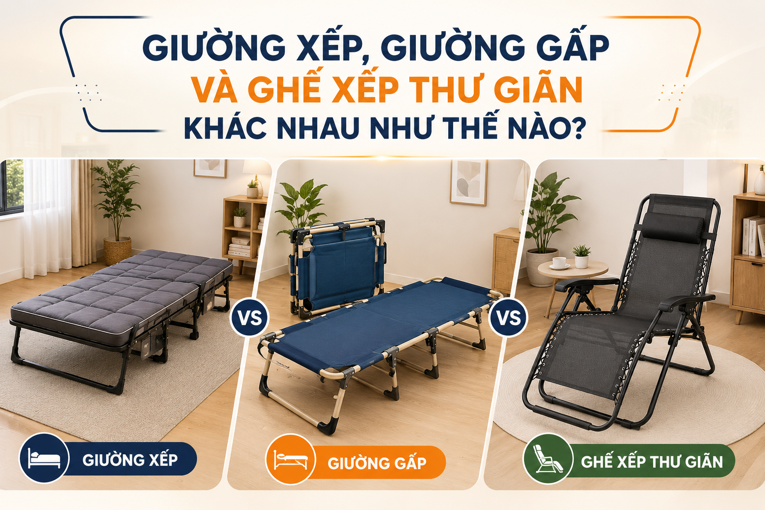 Giường xếp, giường gấp và ghế xếp thư giãn khác nhau như thế nào giuong-xep-giuong-gap-va-ghe-xep-thu-gian-khac-nhau