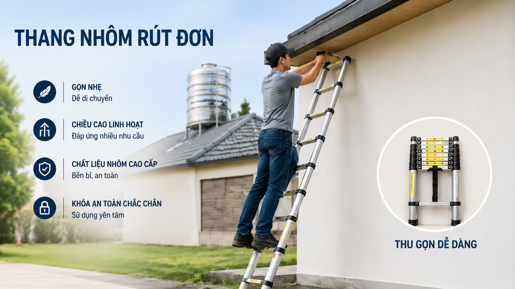 Nên mua thang nhôm rút đơn hay thang rút nhôm đôi để sửa chữa trong nhà? nen-mua-thang-nhom-rut-don-hay-thang-rut-nhom-doi